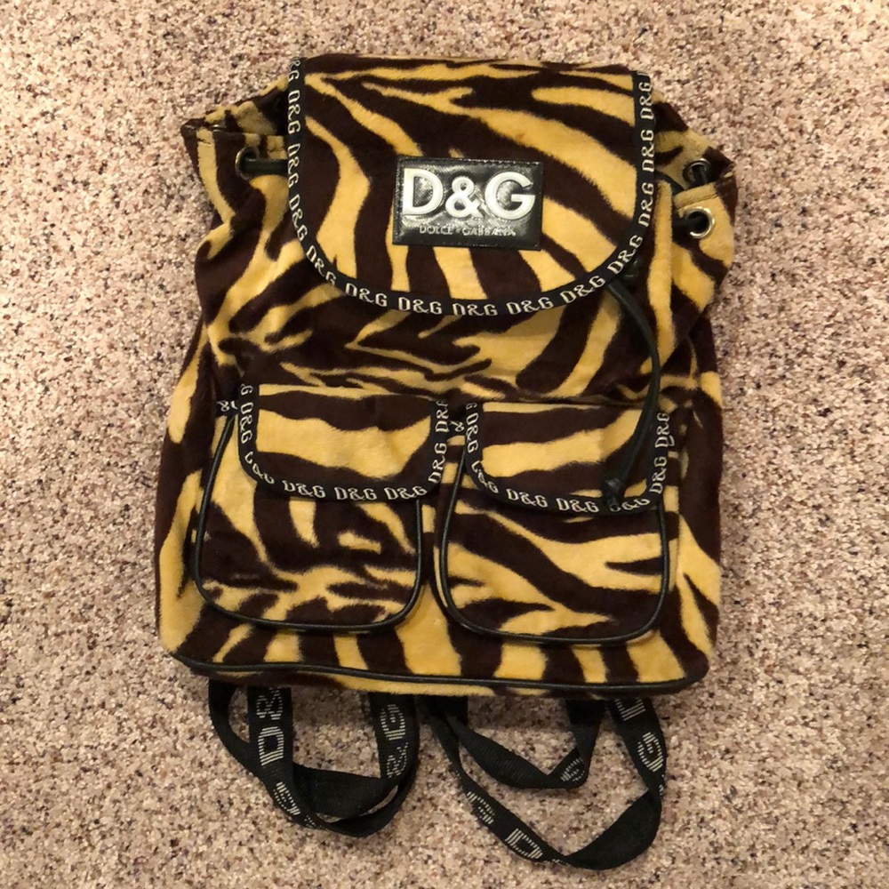 Dolce and Gabbana faux zebra backpack purse